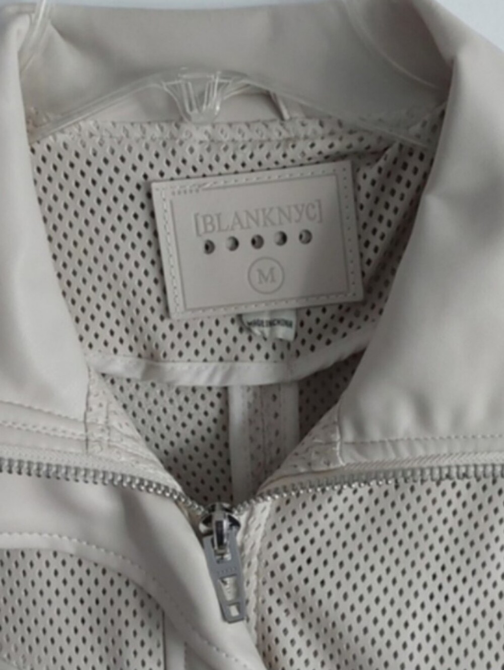 Blank NYC Vegan Perforated Moto Jacket — Light Beige Medium - Picture 2 of 11